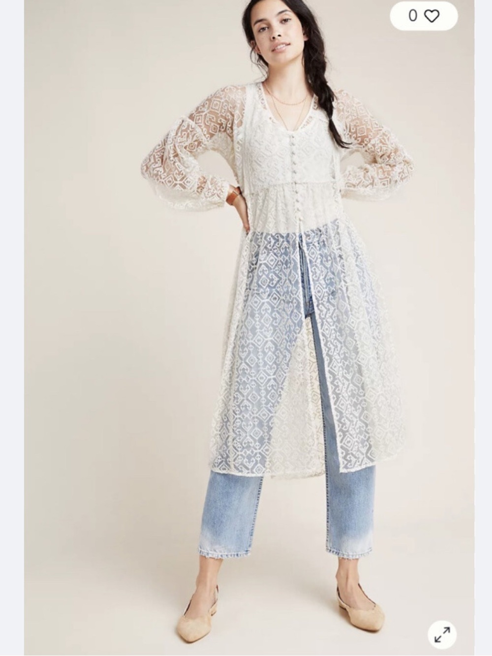 NWT retail $130 size L #Anthropologie,#Maeve. “San-Michel Lace Duster”.